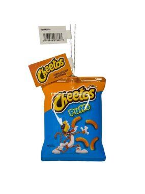 Cheetos Puffs Snack Bag Christmas Holiday Ornament 4" Blue Orange by Ruz NEW!
